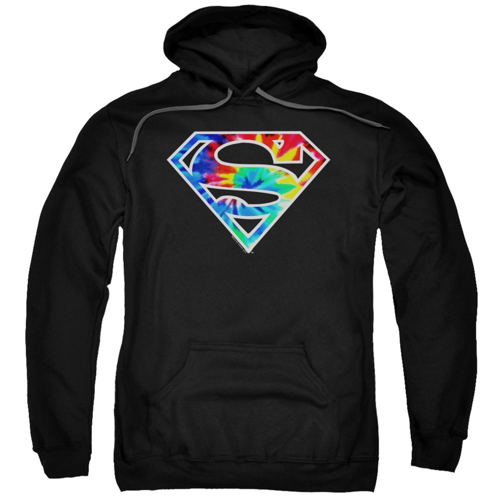 Superman Tie Dye Logo Black Hoodie