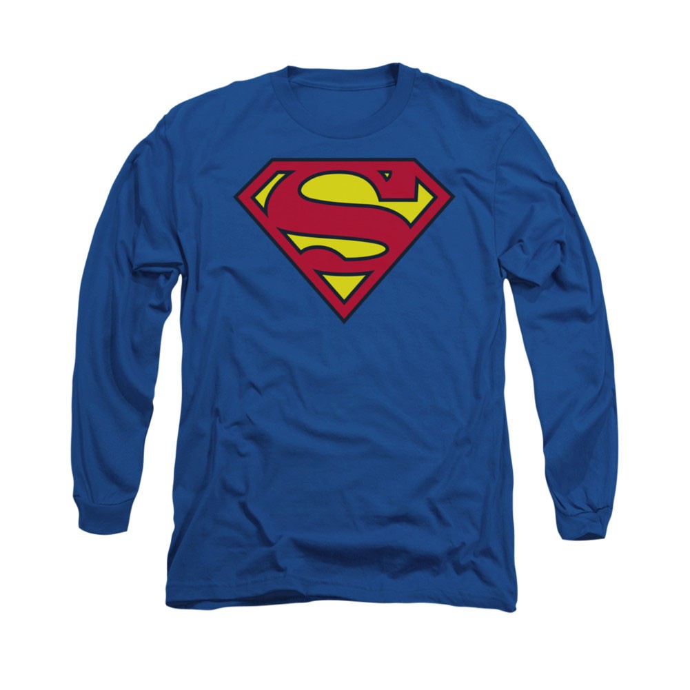 Superman Classic Logo Blue Long Sleeve T-Shirt