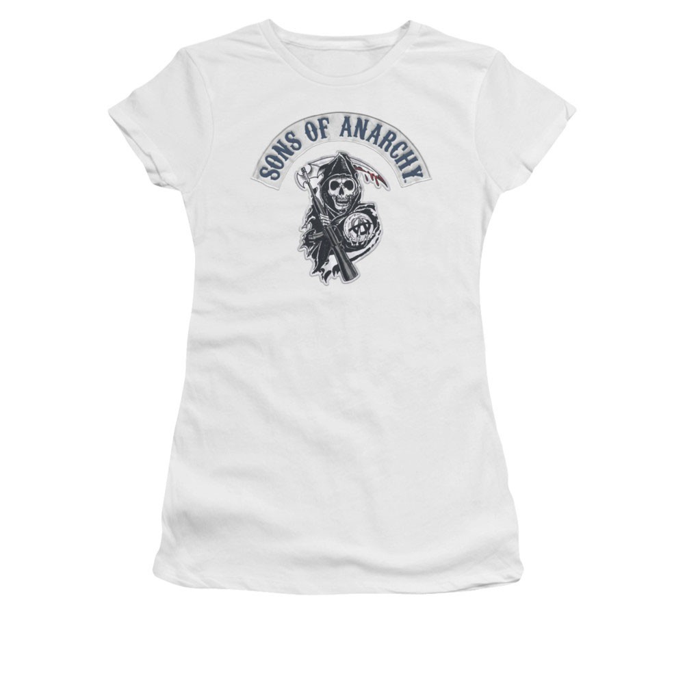 Sons Of Anarchy Bloody Sickle White Juniors T-Shirt