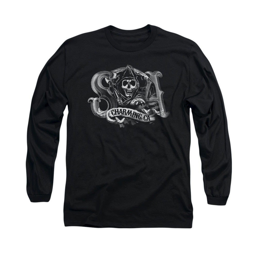 Sons Of Anarchy Charming CA Black Long Sleeve T-Shirt