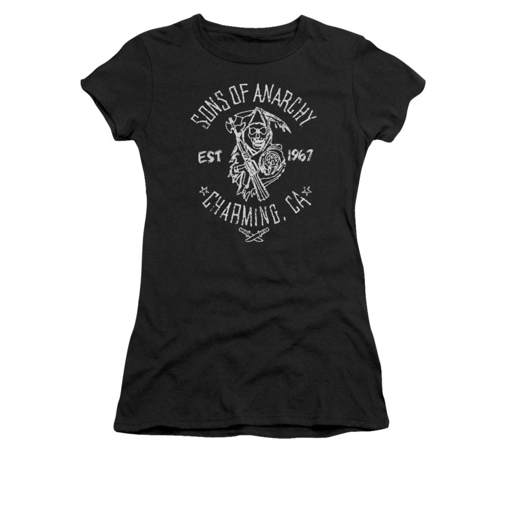 Sons Of Anarchy Fabric Print Black Juniors T-Shirt