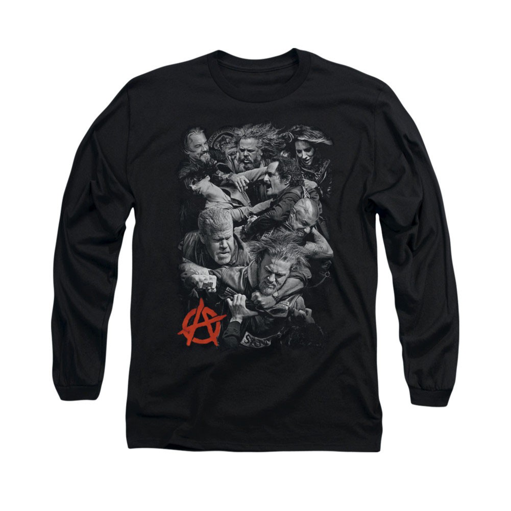 Sons Of Anarchy Group Fight Black Long Sleeve T-Shirt