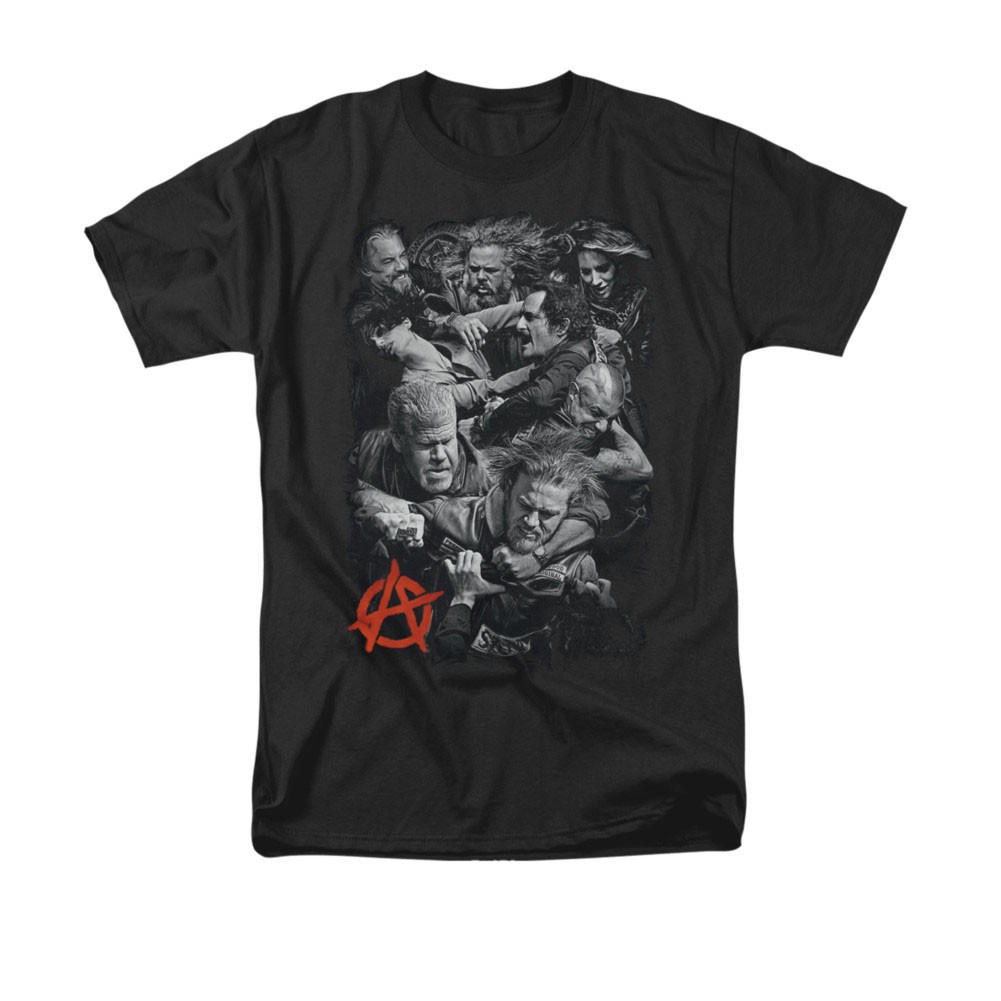 Sons Of Anarchy Men's Black Group Fight T-Shirt