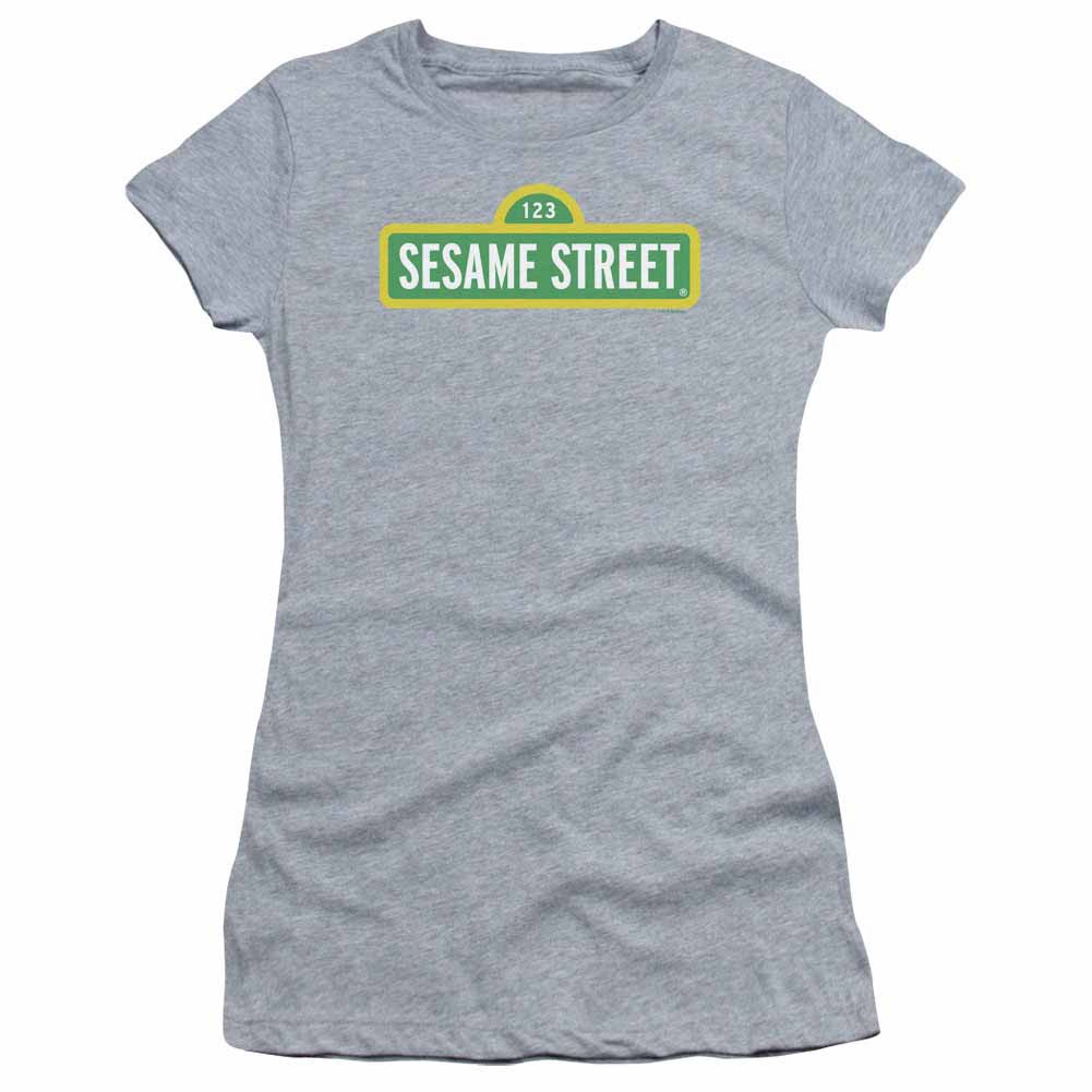 Sesame Street Logo Gray Juniors T-Shirt
