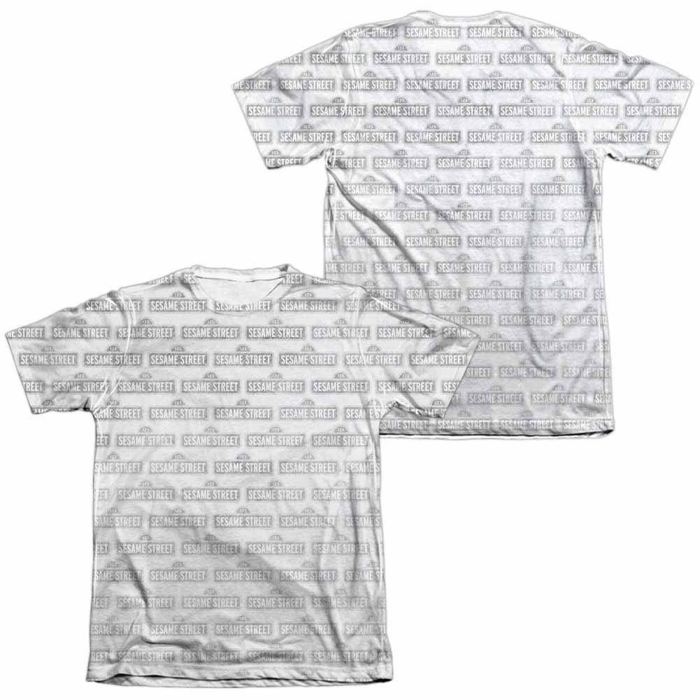 Sesame Street BW Pattern  White 2-Sided Sublimation T-Shirt