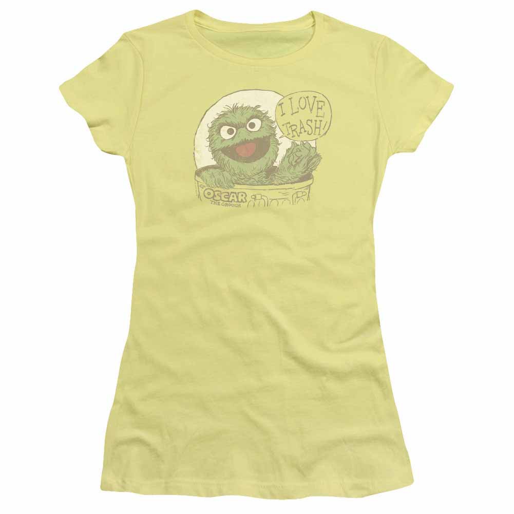 Sesame Street I Love Trash Yellow Juniors T-Shirt