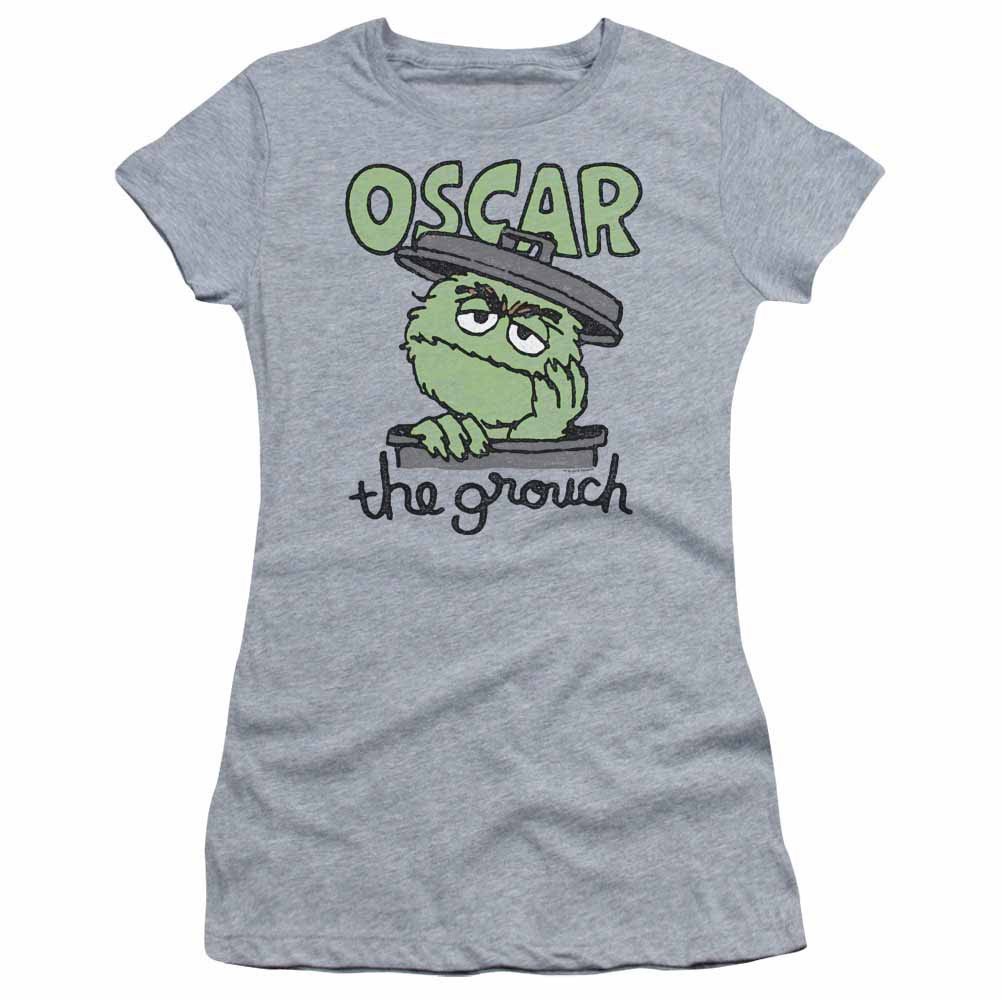 Sesame Street Canned Grouch Gray Juniors T-Shirt