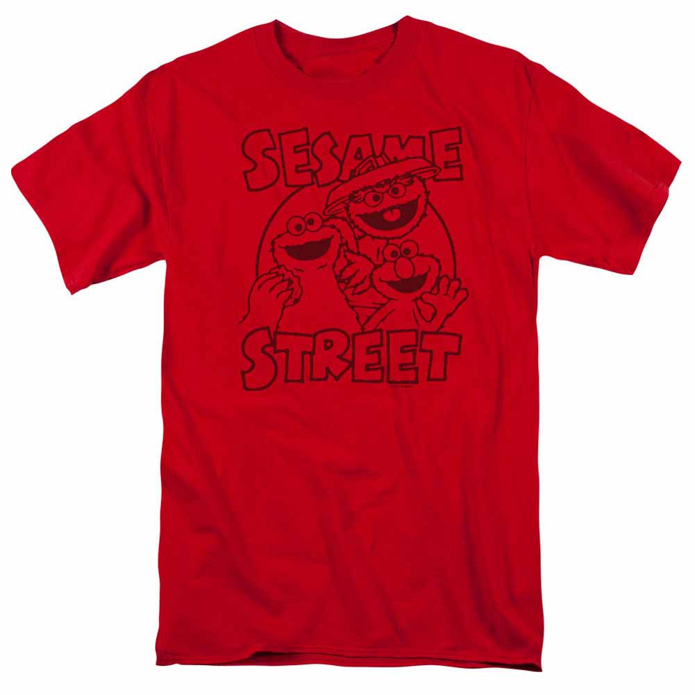 Sesame Street Group Crunch Red T-Shirt