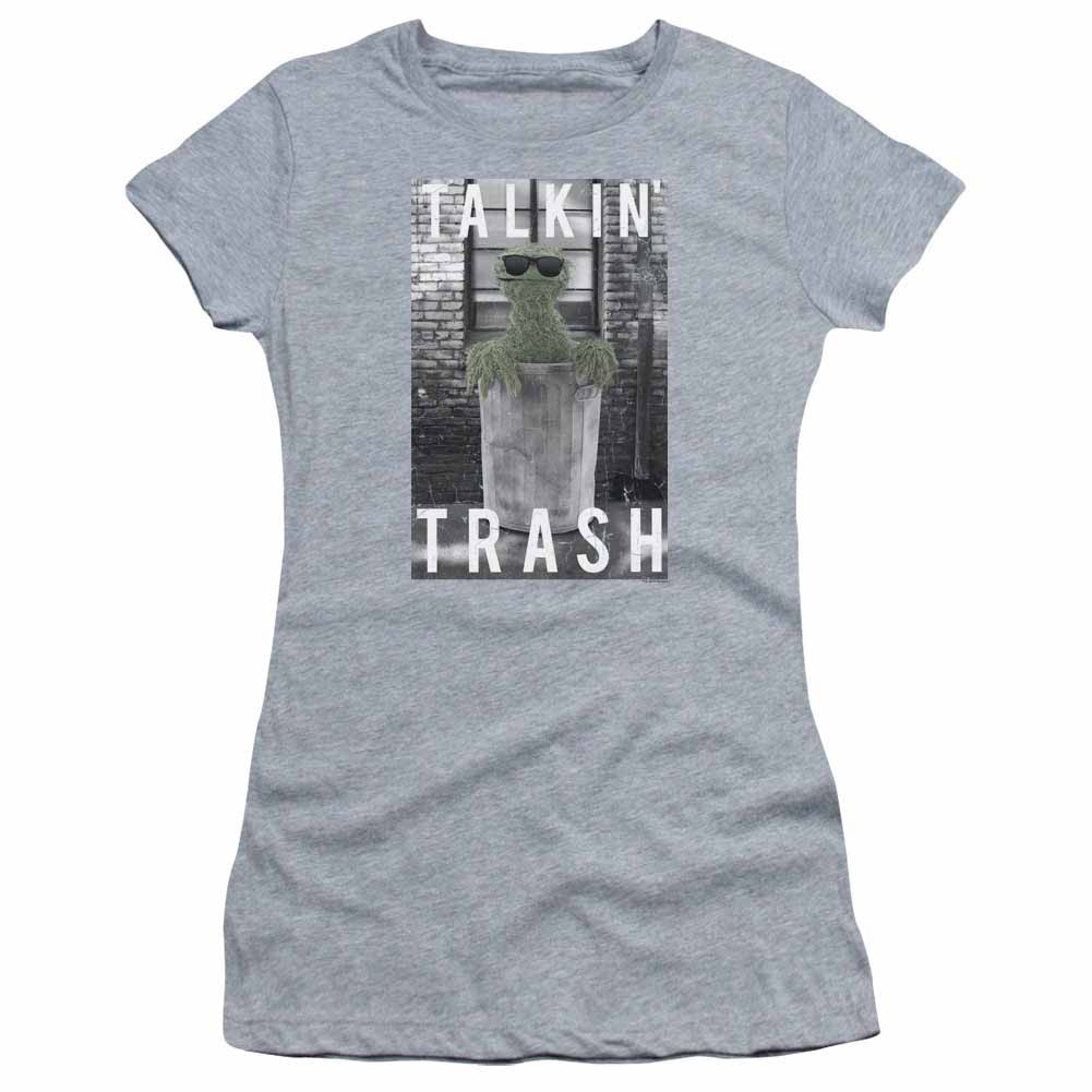 Sesame Street Talkin Trash Gray Juniors T-Shirt