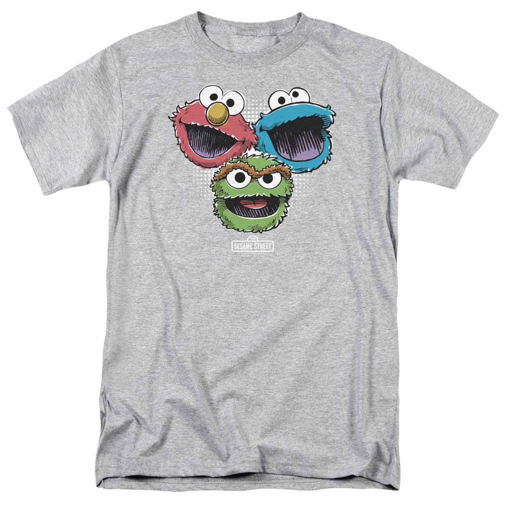 Sesame Street Halftone Heads Gray T-Shirt