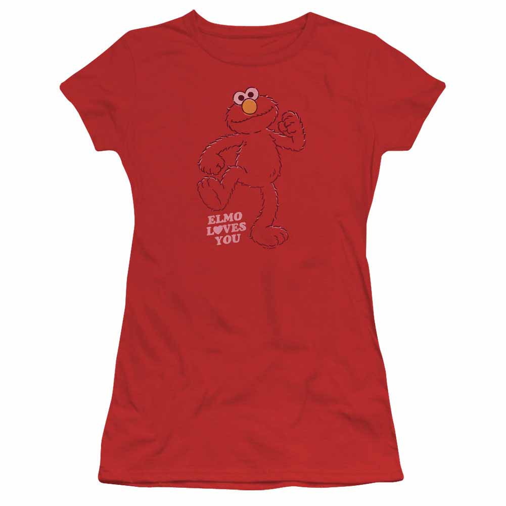 Sesame Street Elmo Loves You Red Juniors T-Shirt