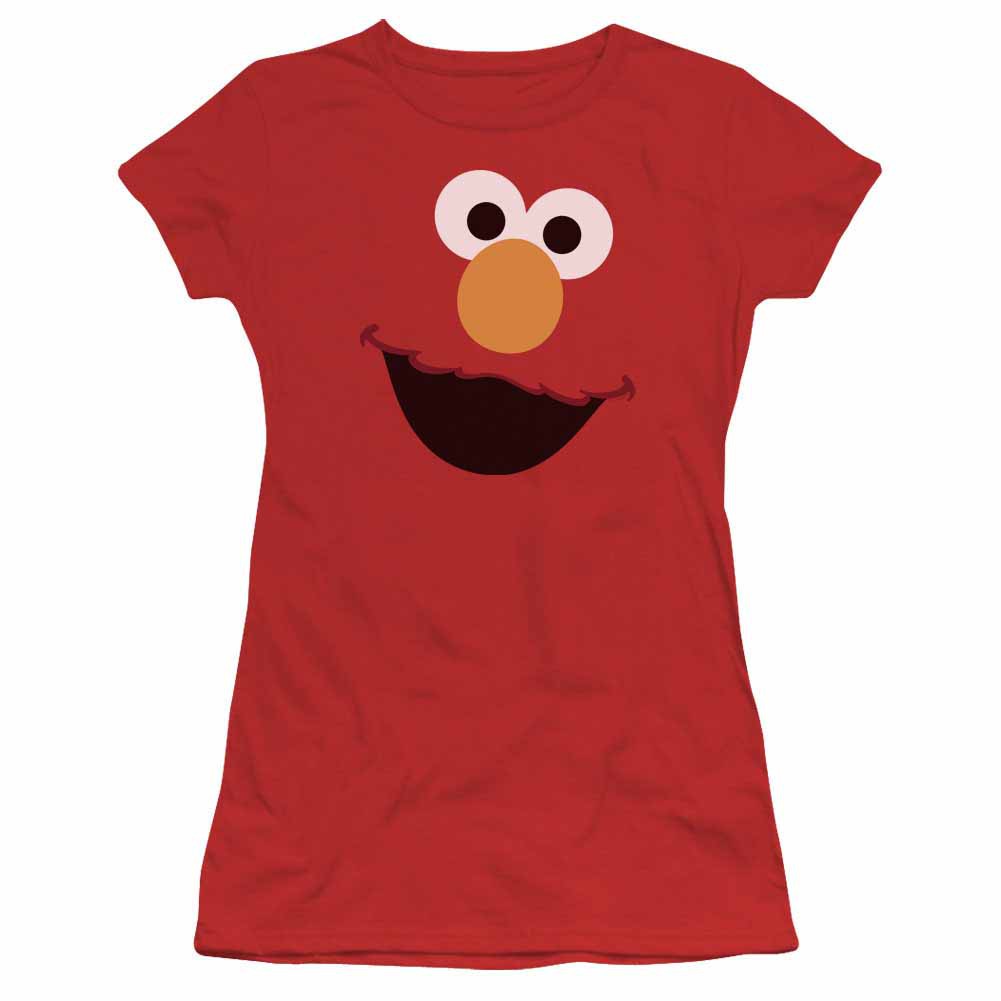 Sesame Street Elmo Face Red Juniors T-Shirt