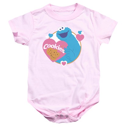 Sesame Street Cookie Monster Love Cookies Pink Onesie