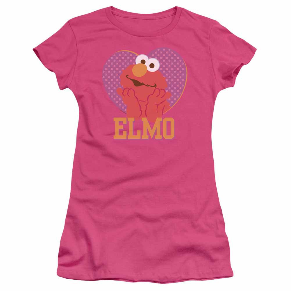 Sesame Street Patterned Elmo Heart Pink Juniors T-Shirt