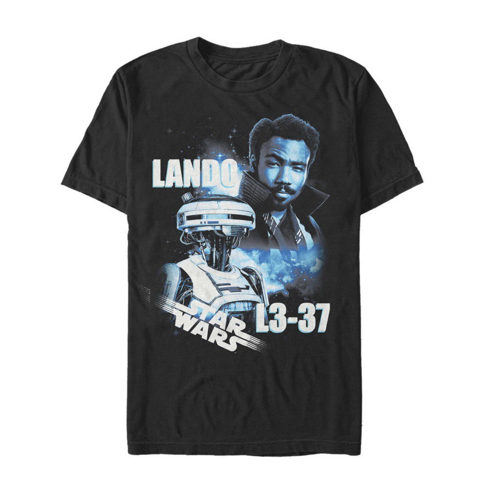 Star Wars Han Solo Story Lando and L3-37 Men's Black T-Shirt
