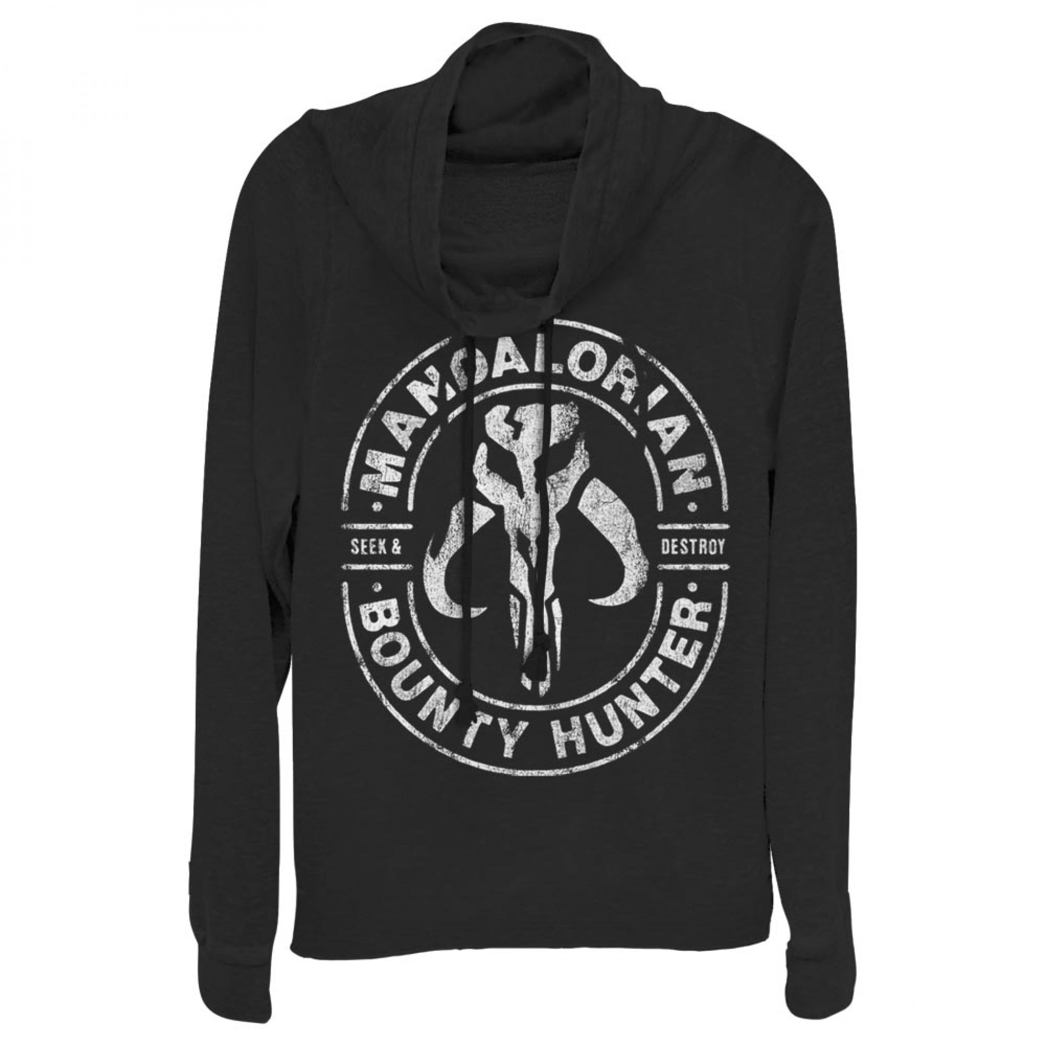 The Mandalorian Seek and Destroy Women's Cowl Neck Sweatshirt