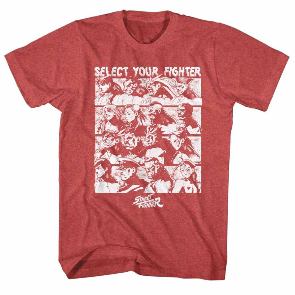 Street Fighter Select Screen Red T-Shirt