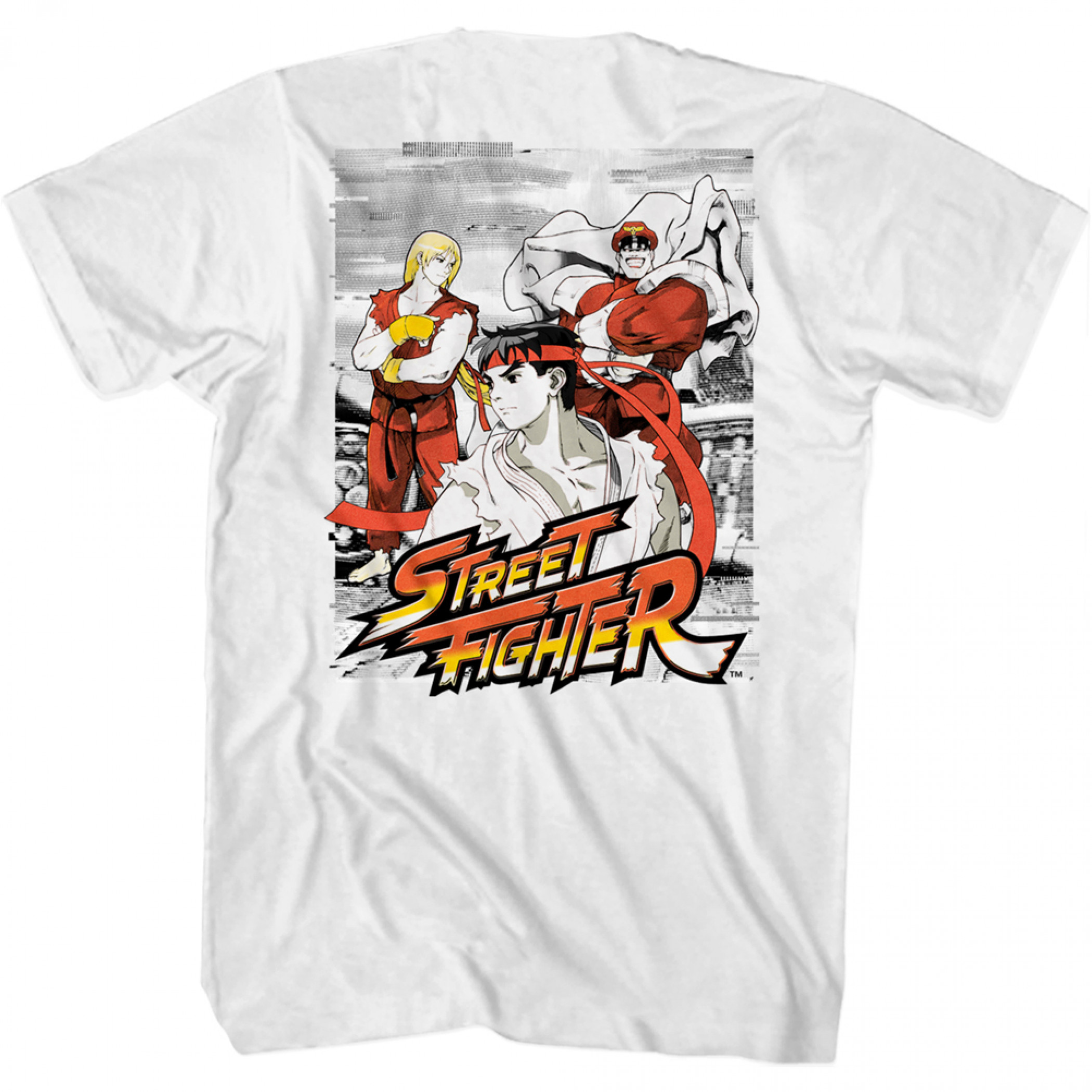 Street Fighter Alpha Series Ryu Ken M. Bison Character On Back T-Shirt