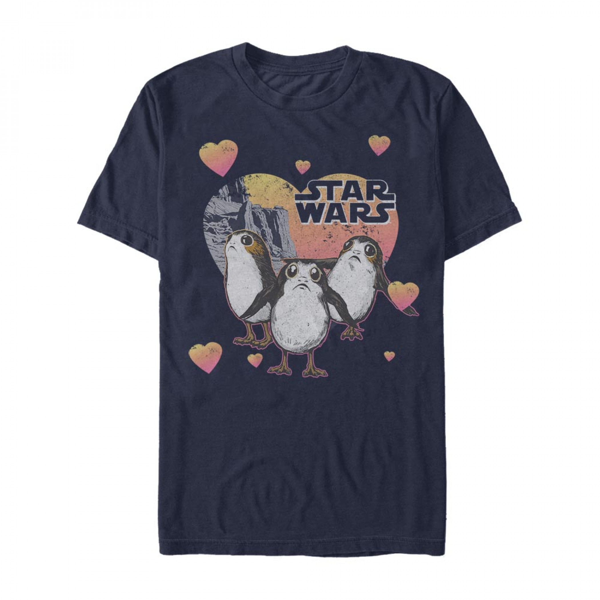 Star Wars Porgs Hearts Navy Blue T-Shirt