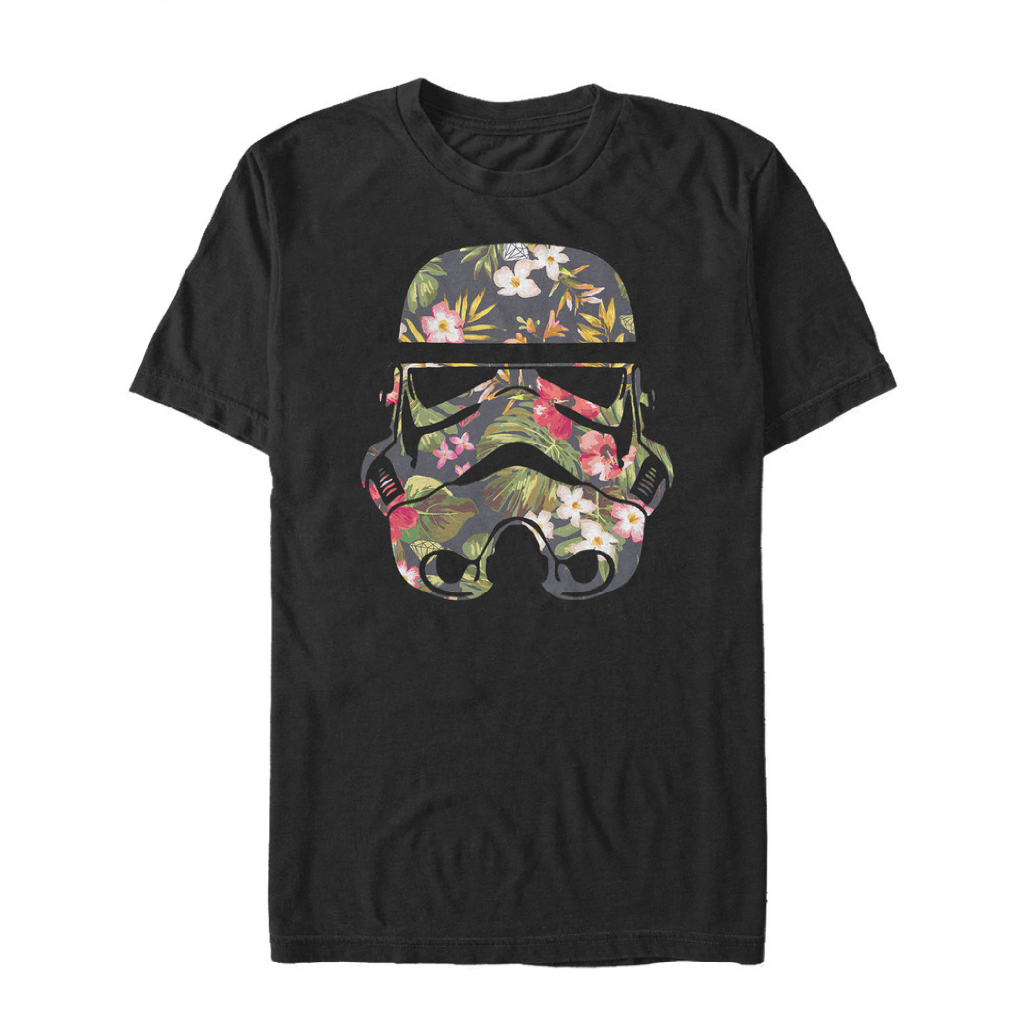 Star Wars Stormtrooper Floral Helmet Black T-Shirt