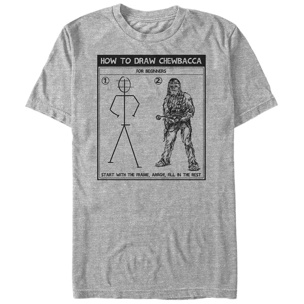 Star Wars Draw Chewy Gray T-Shirt