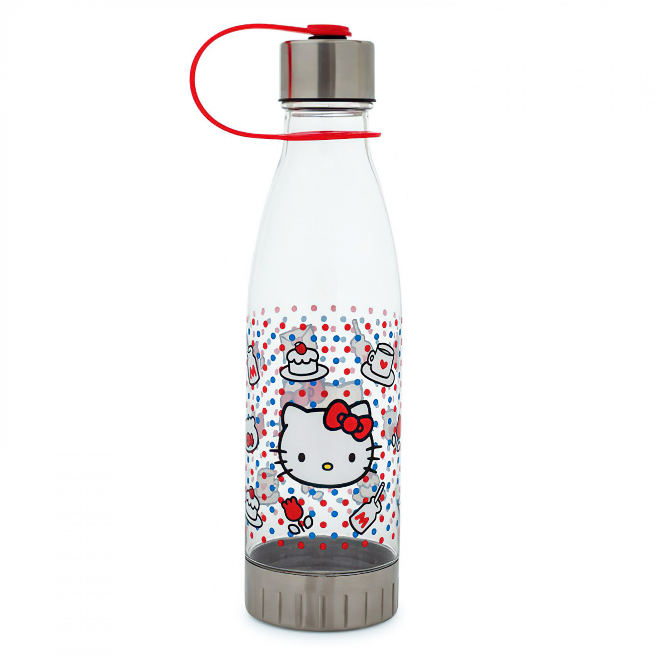 Hello Kitty Polka Dots 20 oz Water Bottle with Lid Strap