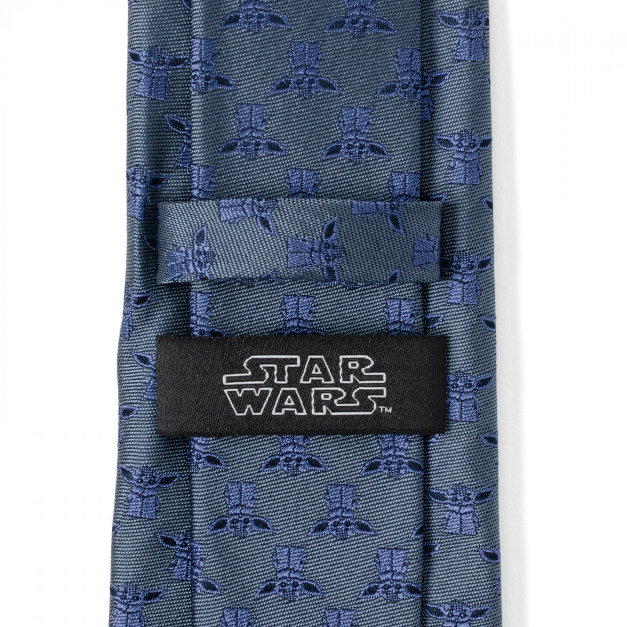 Star Wars The Mandalorian Grogu Blue Tonal Silk Tie