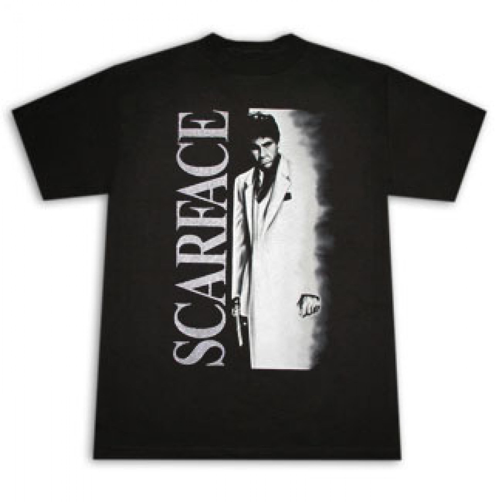 Scarface Airbrush Metallic Poster Black Graphic T-Shirt