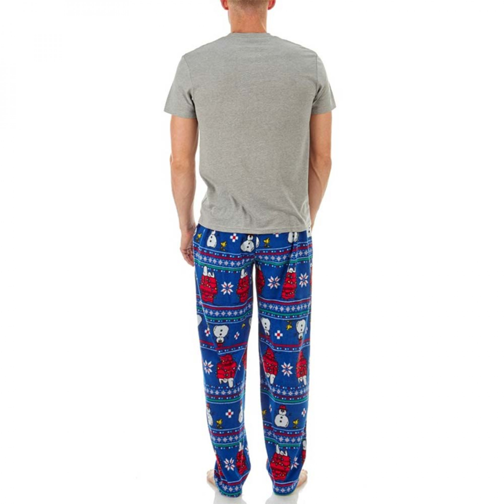 Snoopy Grey And Blue Tee Shirt And Lounge Pant Set