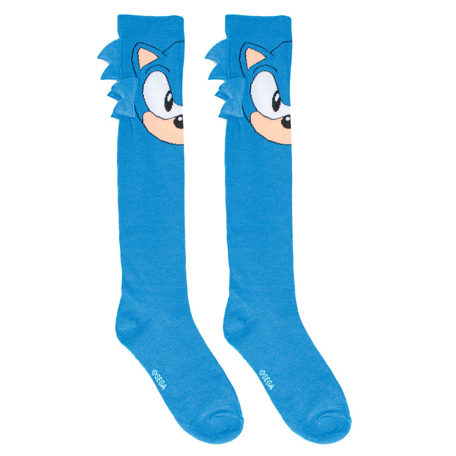 Sonic Face Ladies Knee High Blue Socks