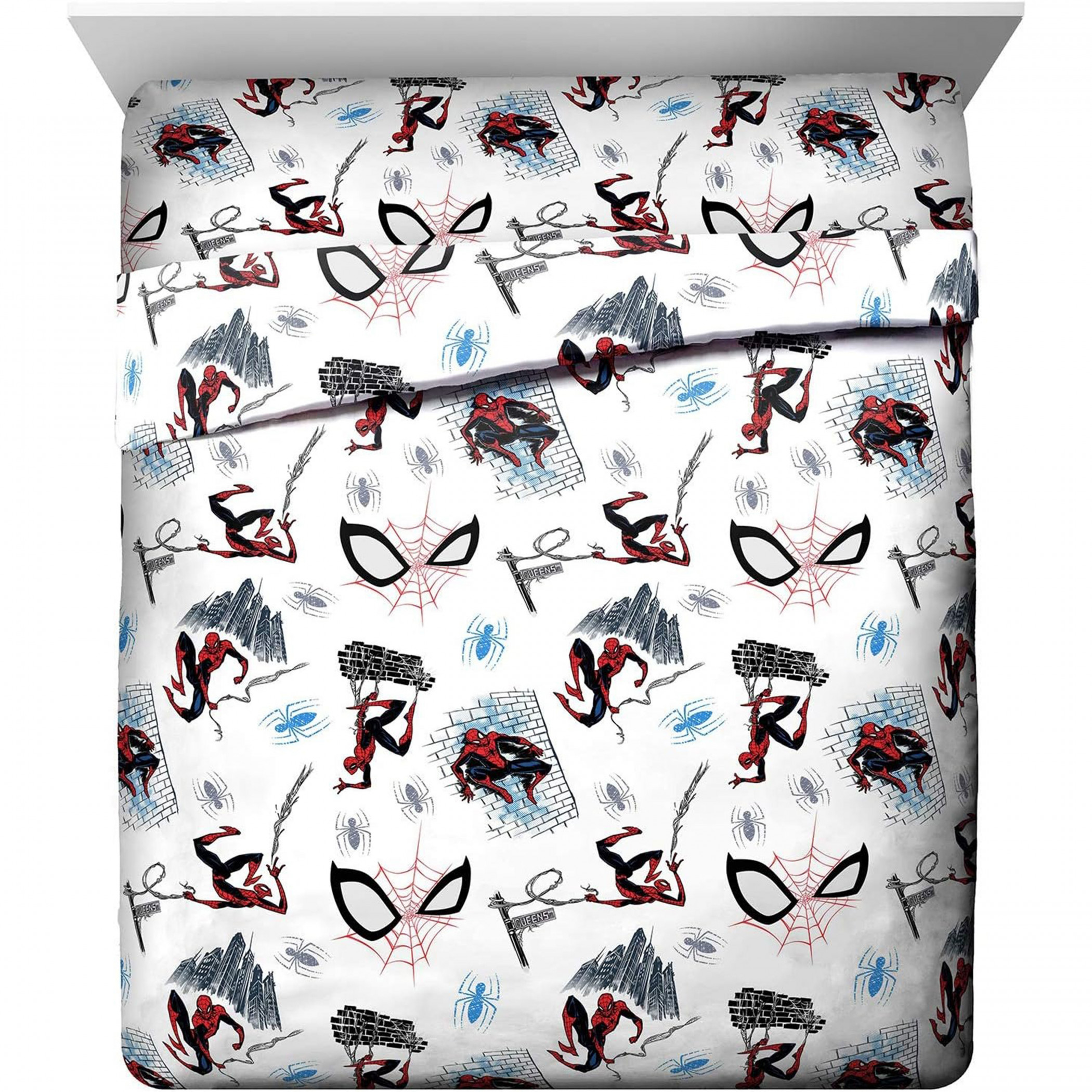 Marvel Spider-Man Crawl Queen Sized 4 Piece Bedsheet Set