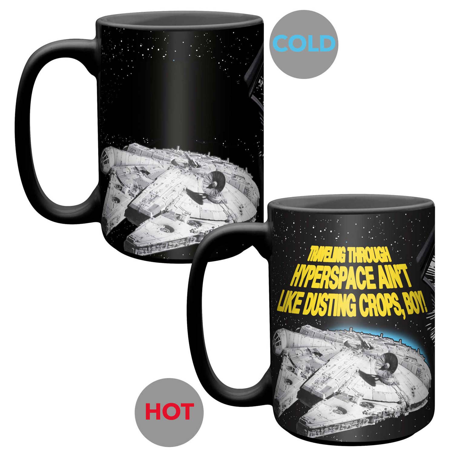 Star Wars Heat Changing Coffee Mug - Rey & Chewie in Millennium Falcon  Cockpit Hyperspace 