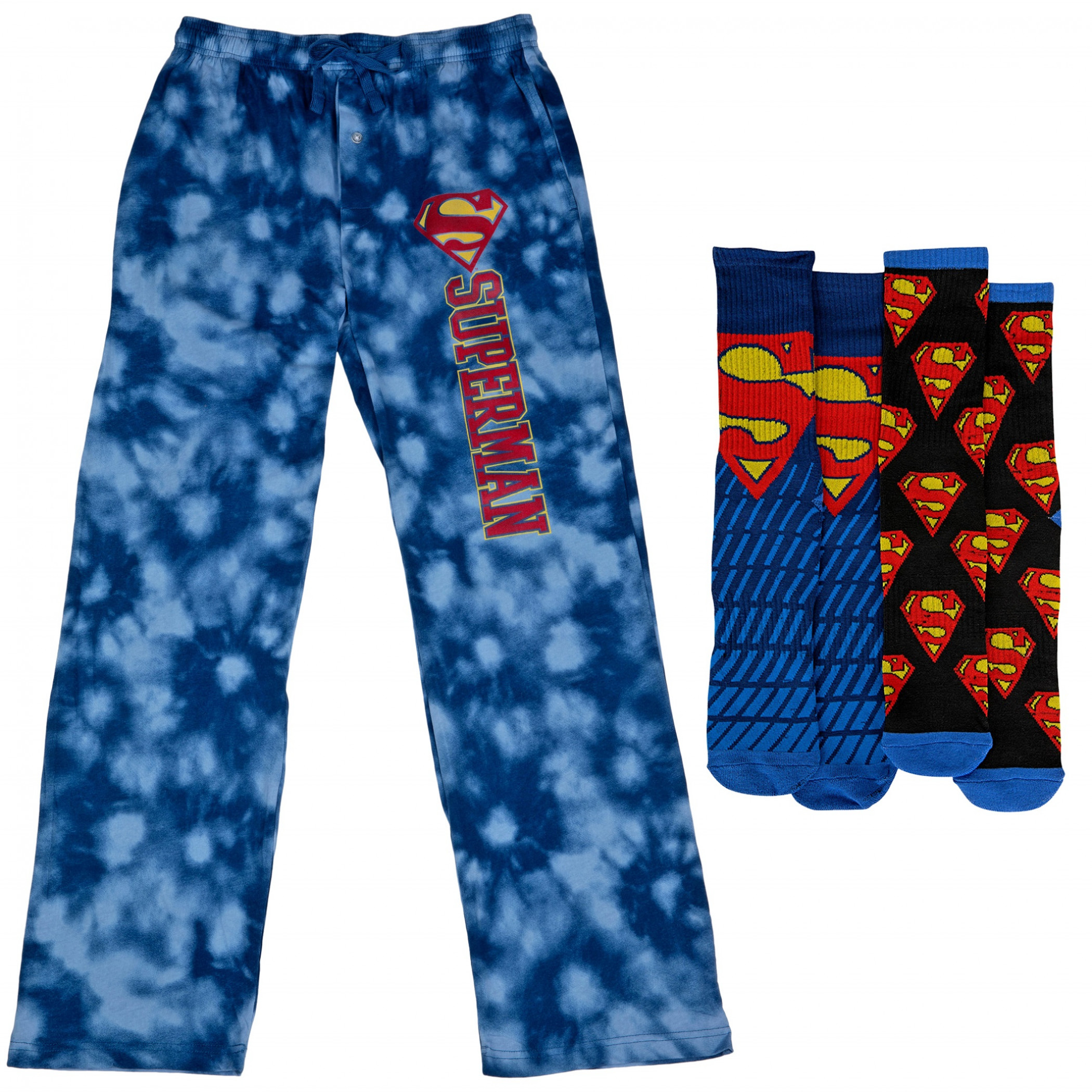Superman Character Graphic Print T-shirt and Pyjama Sleep Set