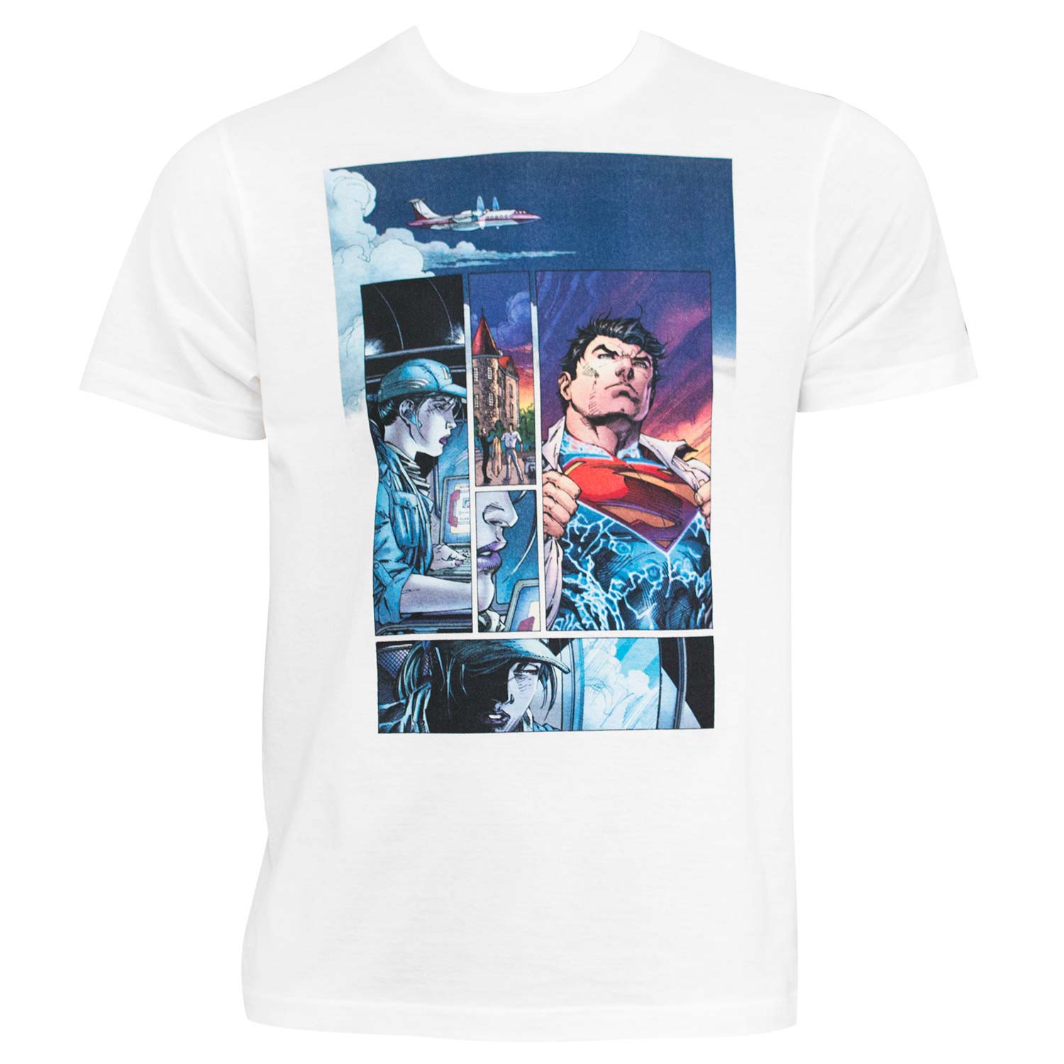 Superman Comic Panel White Tee Shirt