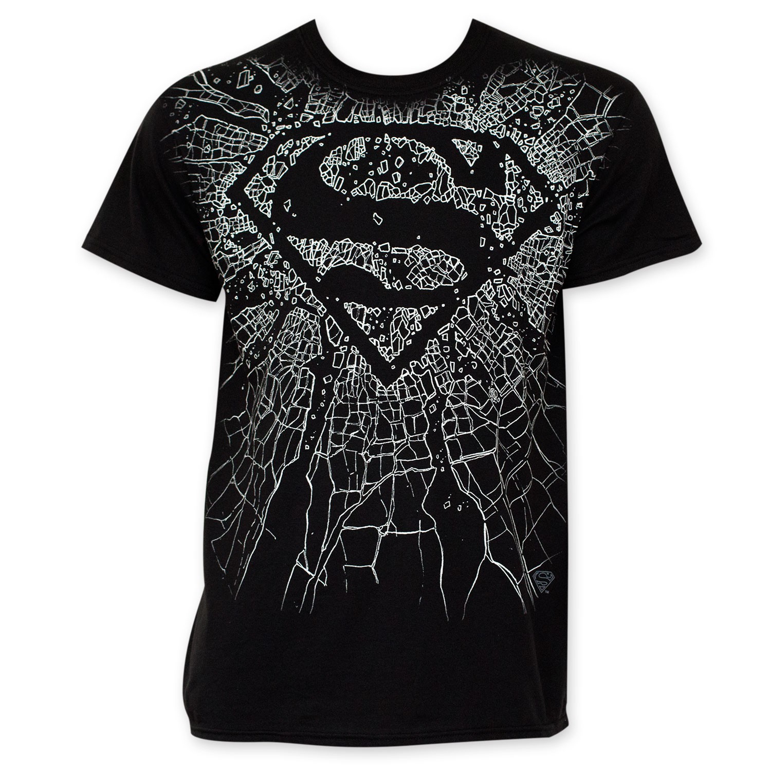 Superman Men's Black Shattered Logo Tee Shirt