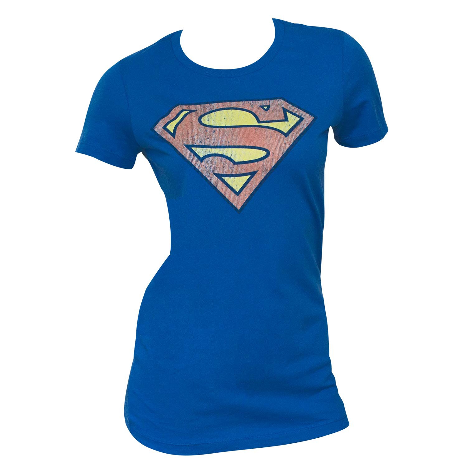 Superman Distressed Logo Blue Juniors Graphic T-Shirt