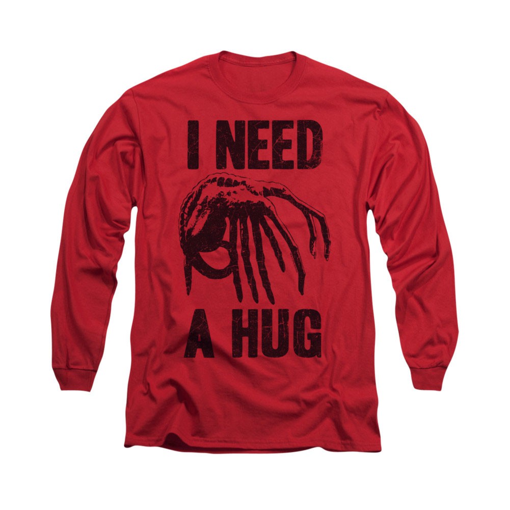 Alien Need A Hug Red Long Sleeve T-Shirt