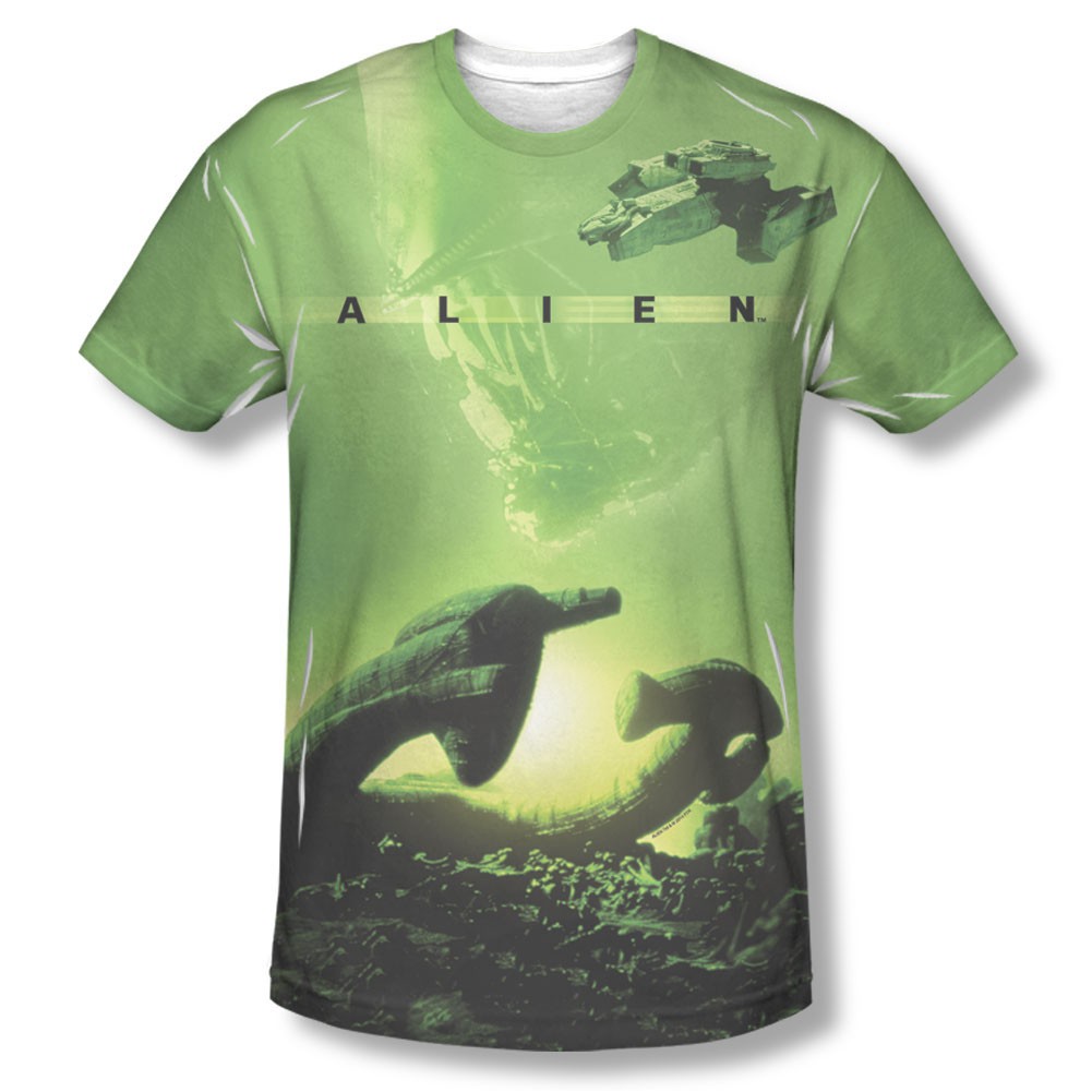 Alien Ship Green Sublimation T-Shirt