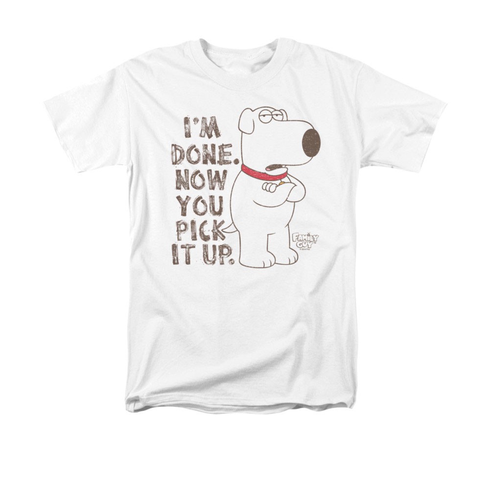 Family Guy Men's White Brian Pick It Up Tee Shirt