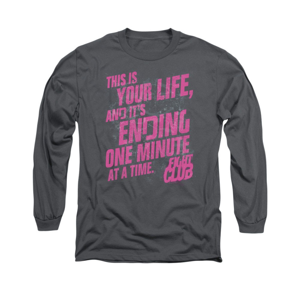 Fight Club Life Ending Gray Long Sleeve T-Shirt