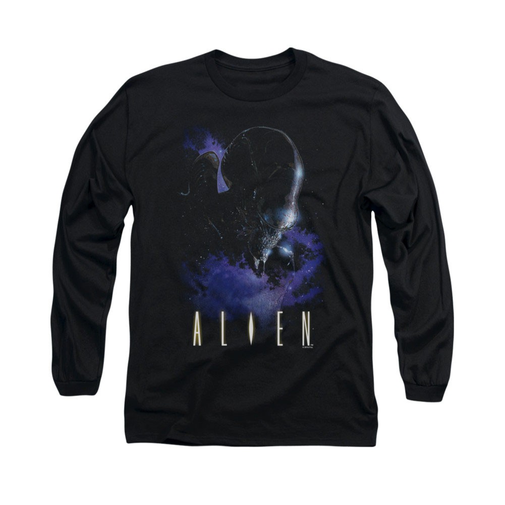 Alien In Space Black Long Sleeve T-Shirt