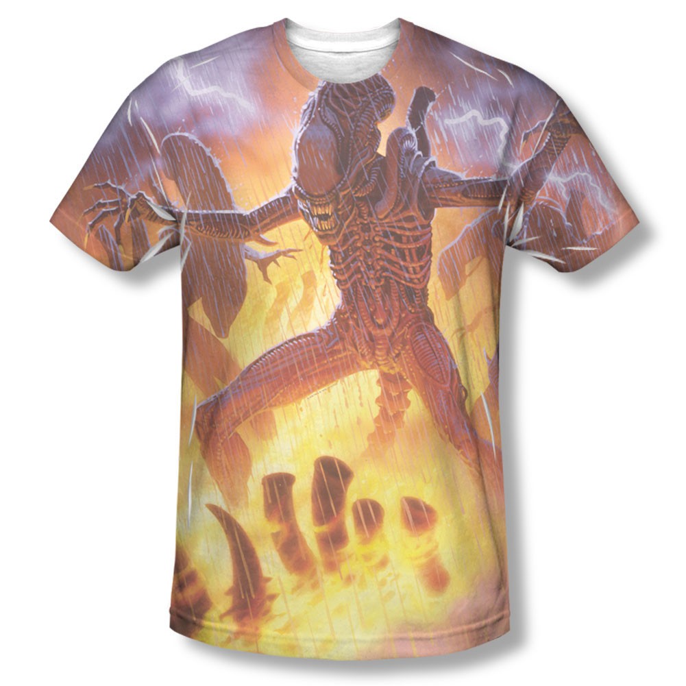 Alien Lightning And Fire Sublimation T-Shirt