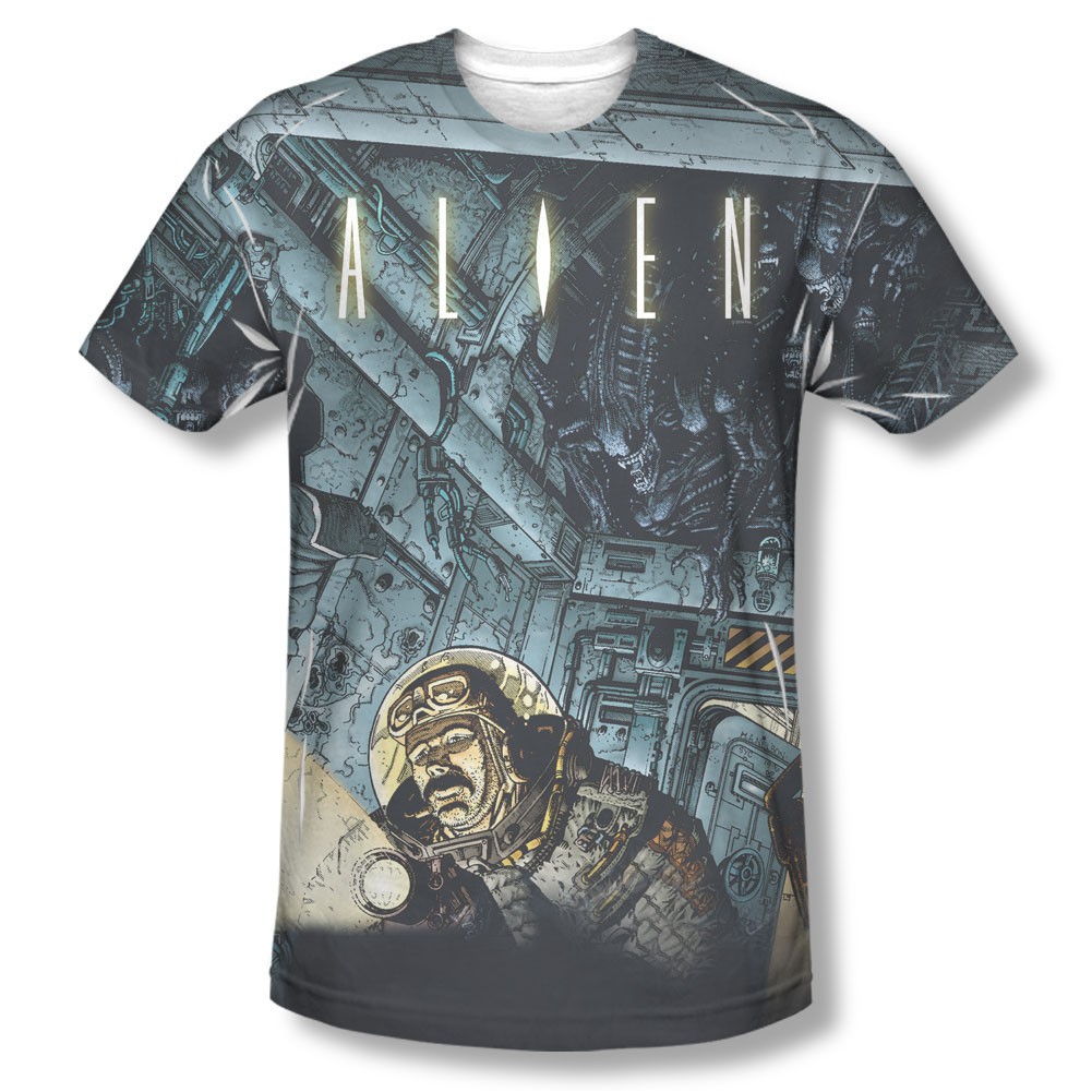 Alien Lurking Comic Sublimation T-Shirt