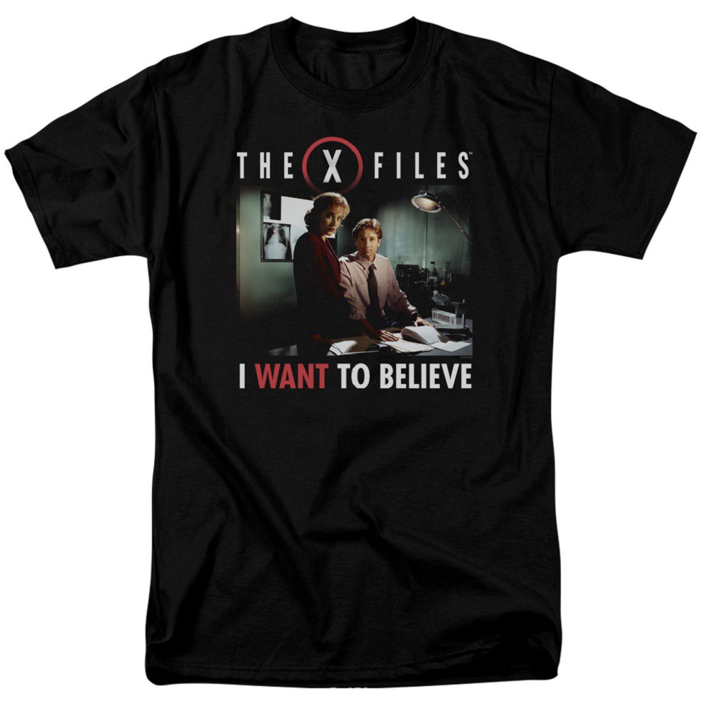 X-Files Want To Believe Mulder and Scully Men's Black T-Shirt