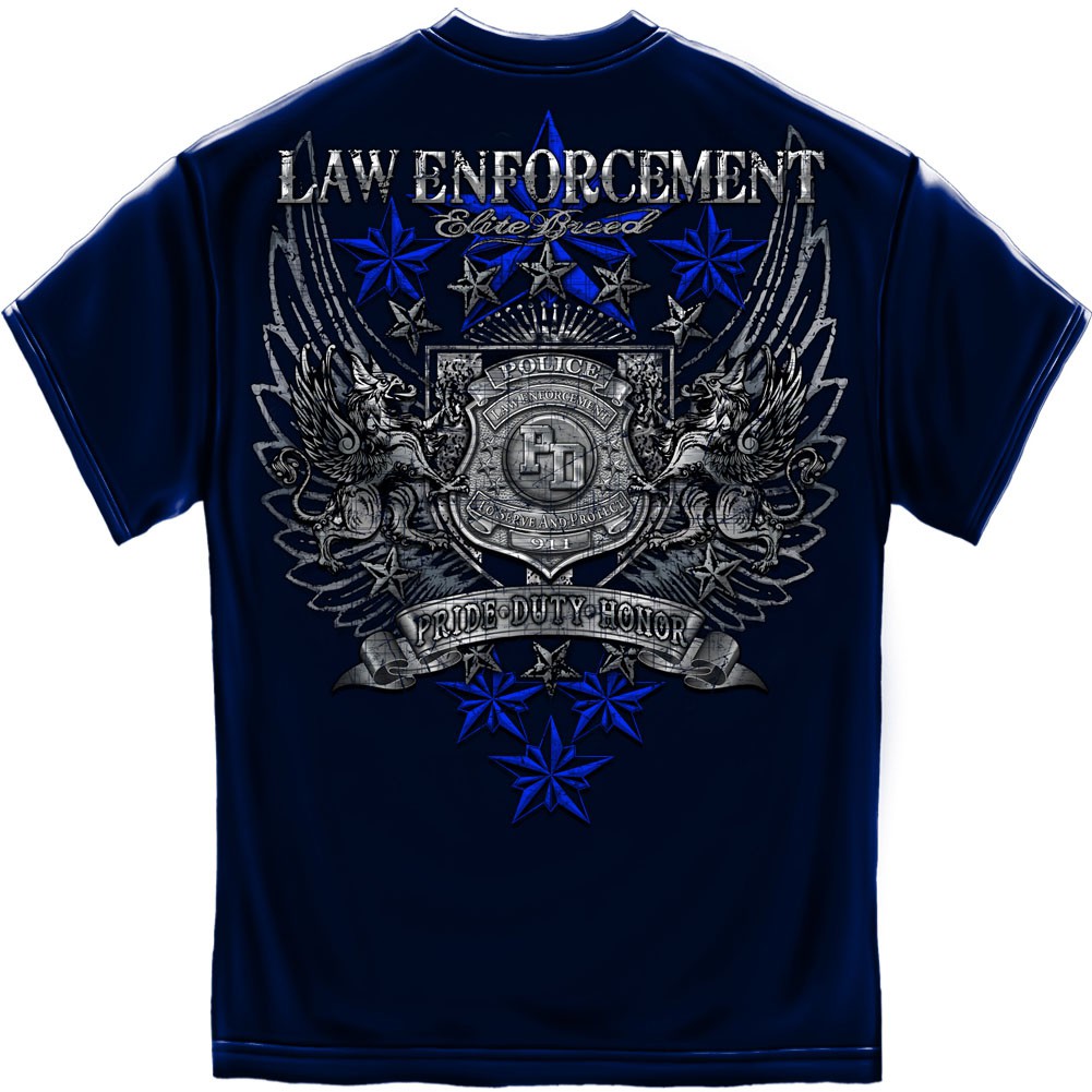 Police Law Enforcement Elite Breed Foil Blue T-Shirt
