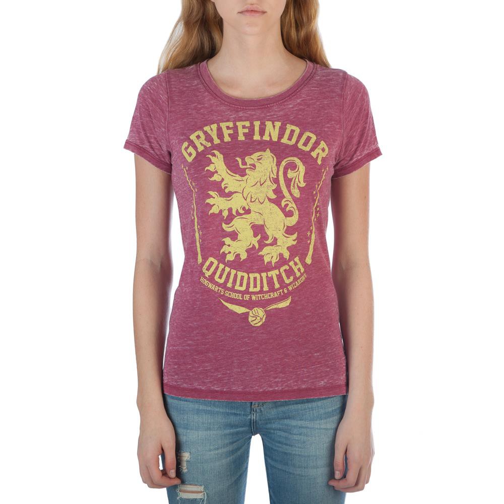 Harry Potter Ladies Gryffindor Oil Washed Red Tee Shirt