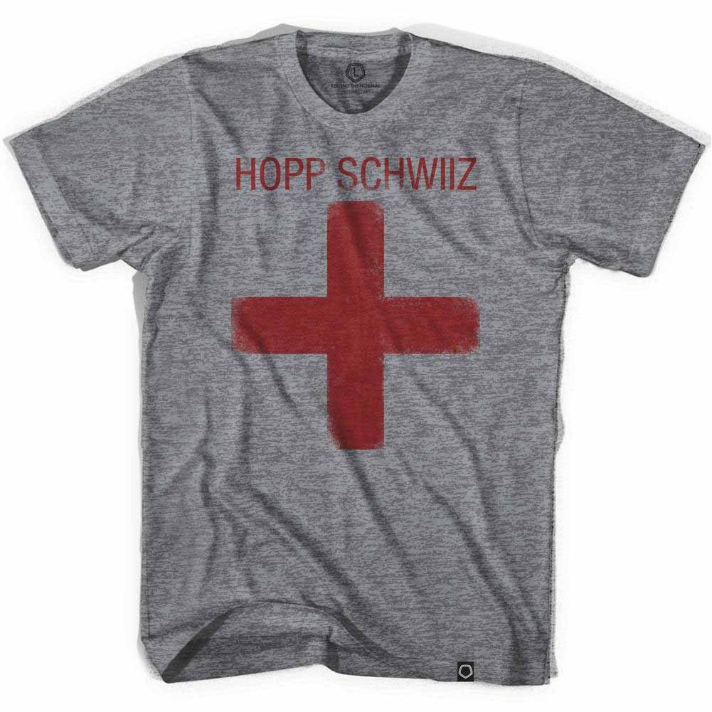Hopp Schwiiz Cross Soccer Gray T-Shirt