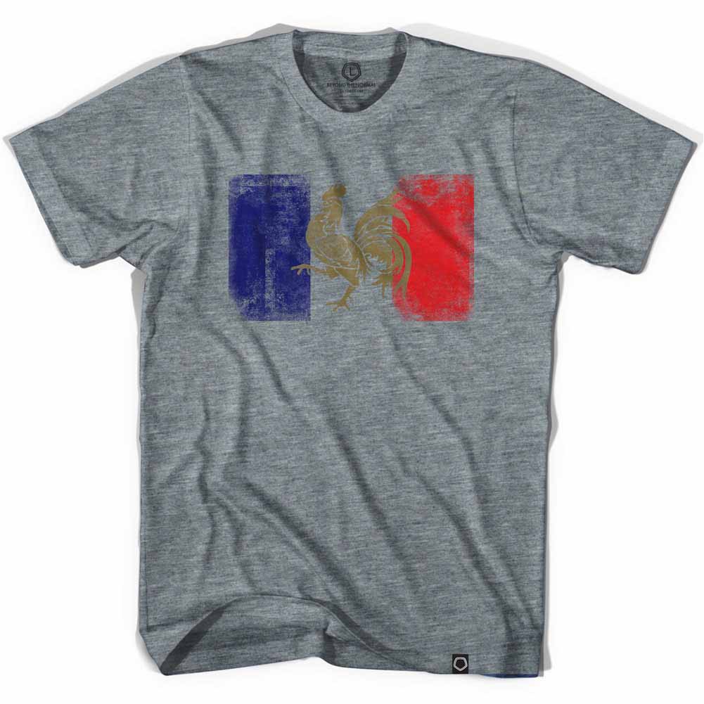 France Flag Vintage Soccer Gray T-Shirt