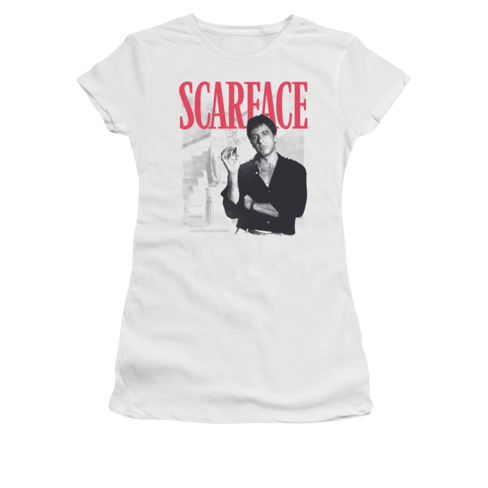 Scarface Stairway White Juniors T-Shirt
