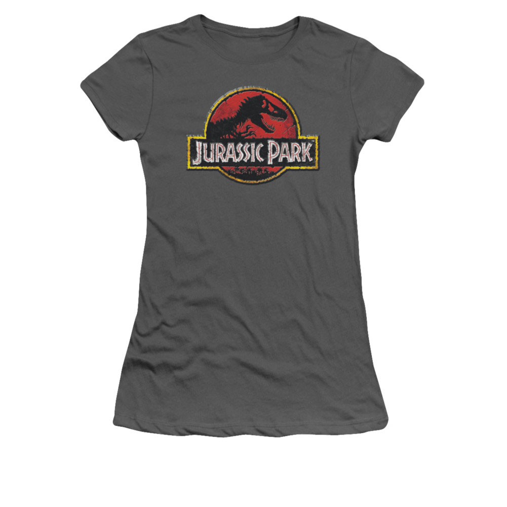 Jurassic Park Juniors Gray Classic Logo Tee Shirt